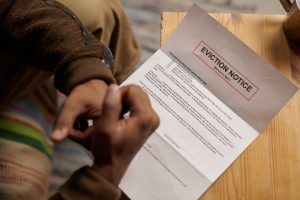 The landlord issued an eviction notice to tenants who had caused significant disturbances in their neighborhood.